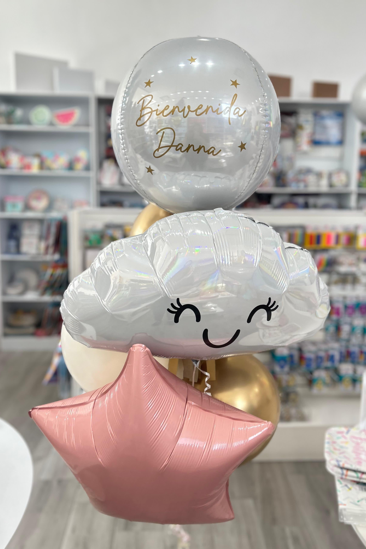 Bouquet Globos Baby Pink & Gold