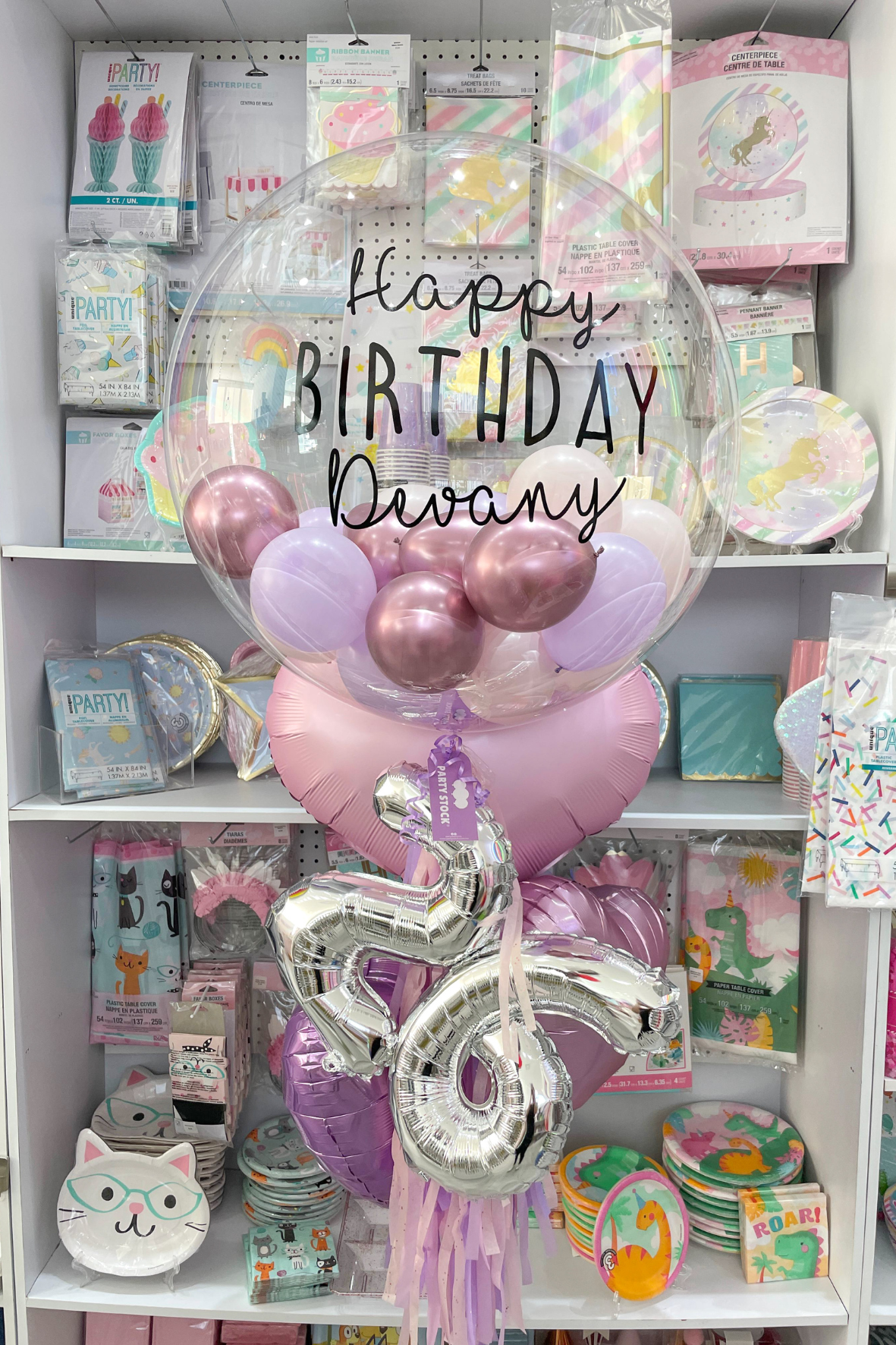 Burbuja con globos y números