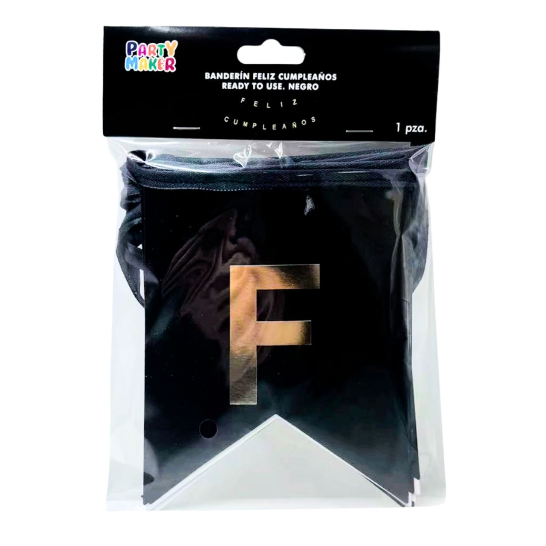 Banderin Feliz Cumpleaños Negro