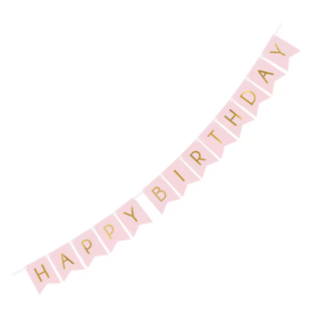 Banner Rosa Pastel Happy Birthday