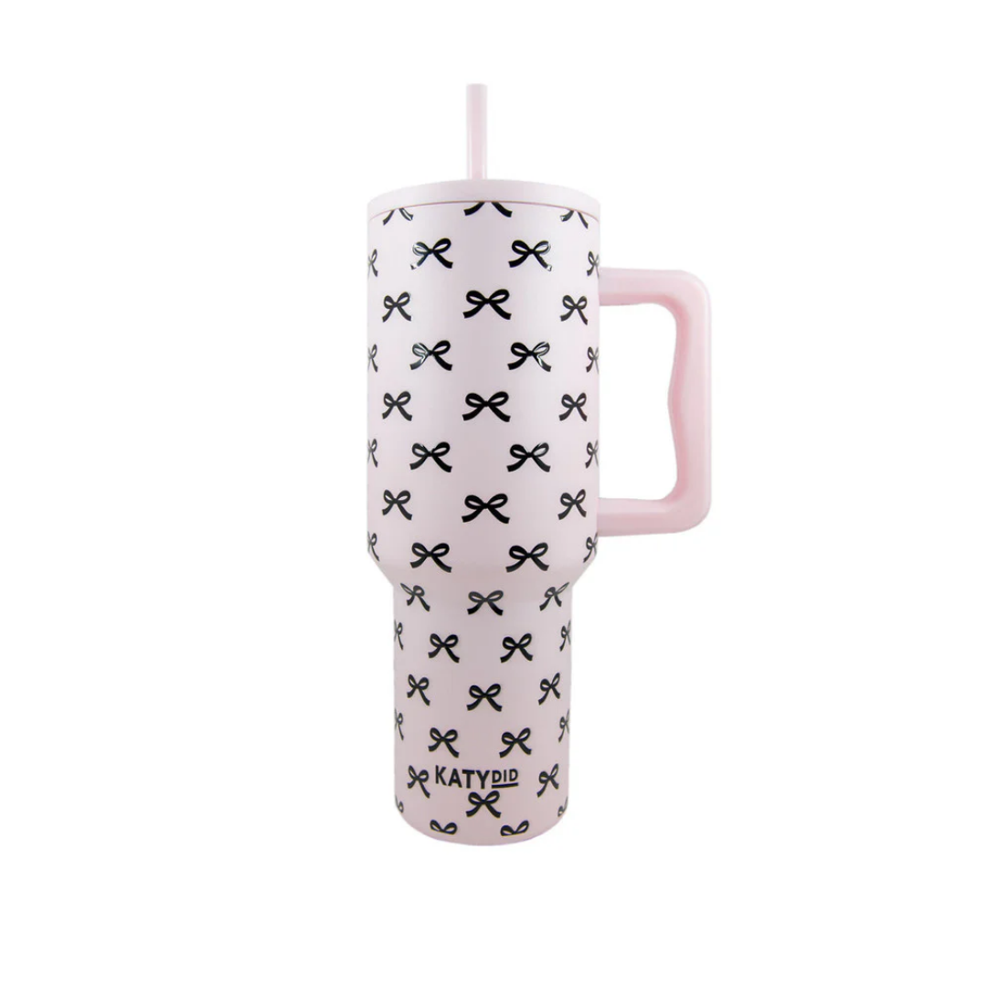 Black & Pink Mini Coquette Bows 38 Oz Tumbler