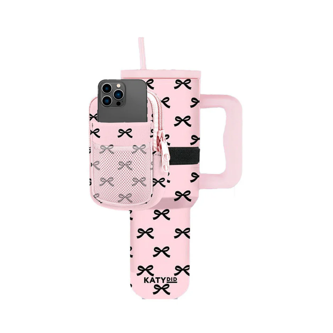 Black & Pink Mini Coquette Bows Tumbler pouch Bag