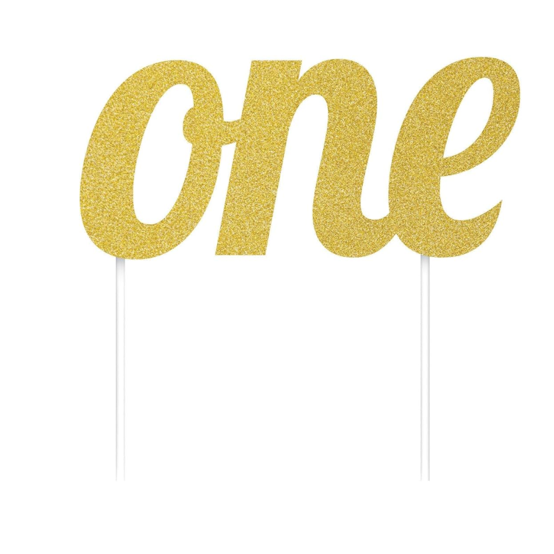 Cake Topper One Gold Glitter