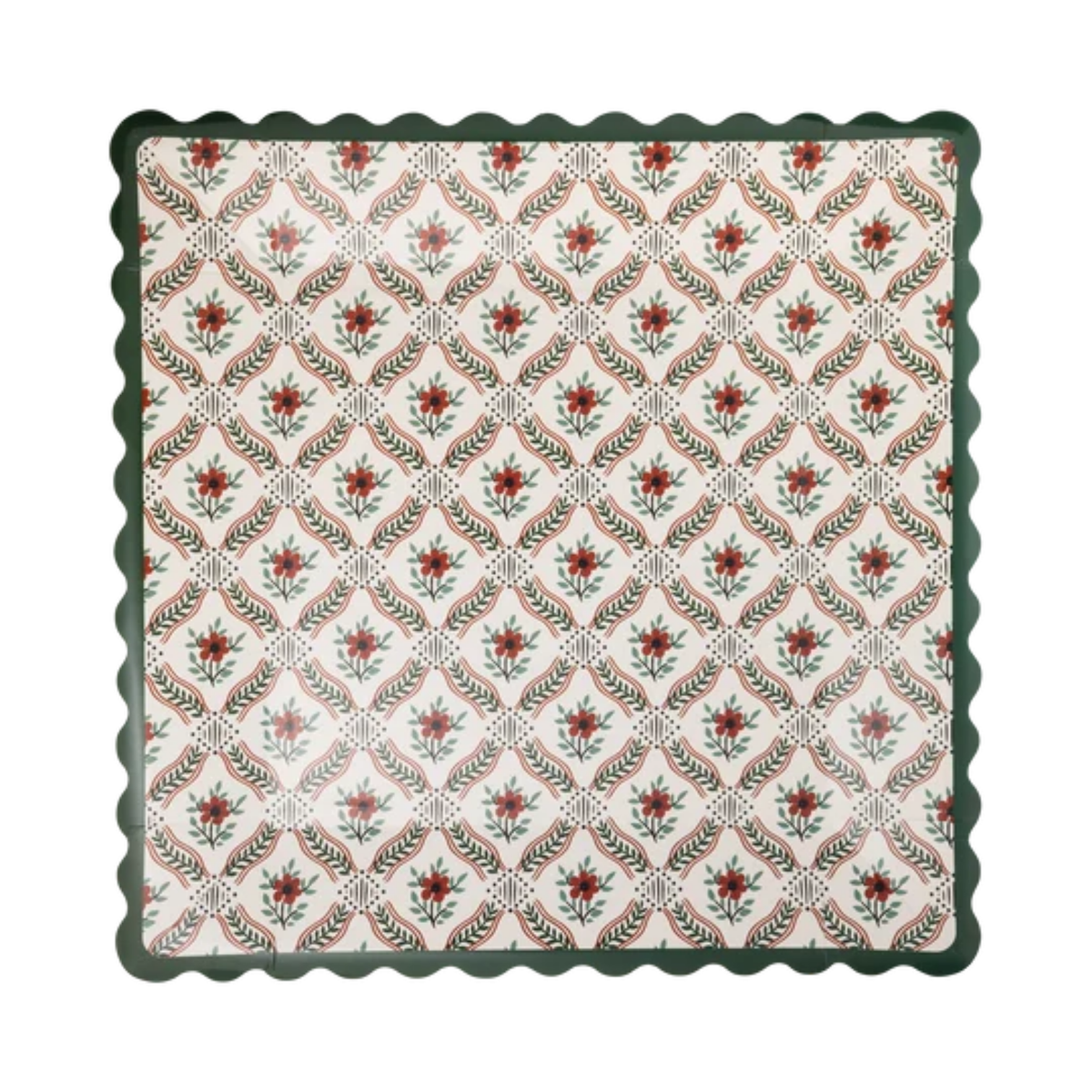 Floral Block Print 10" Paper Dinner Plates 8ct