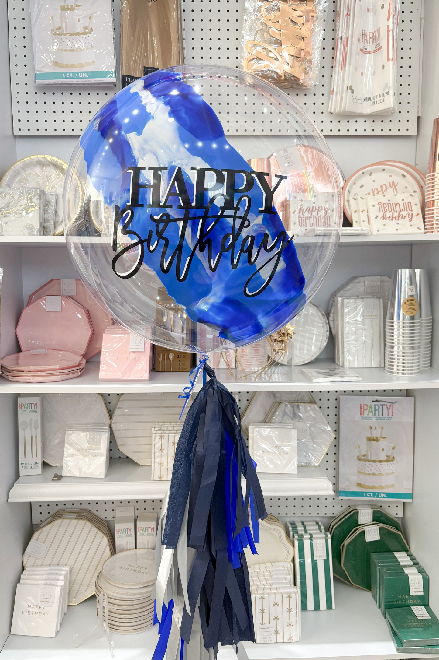 GLOBO BURBUJA BIRTHDAY AZULES