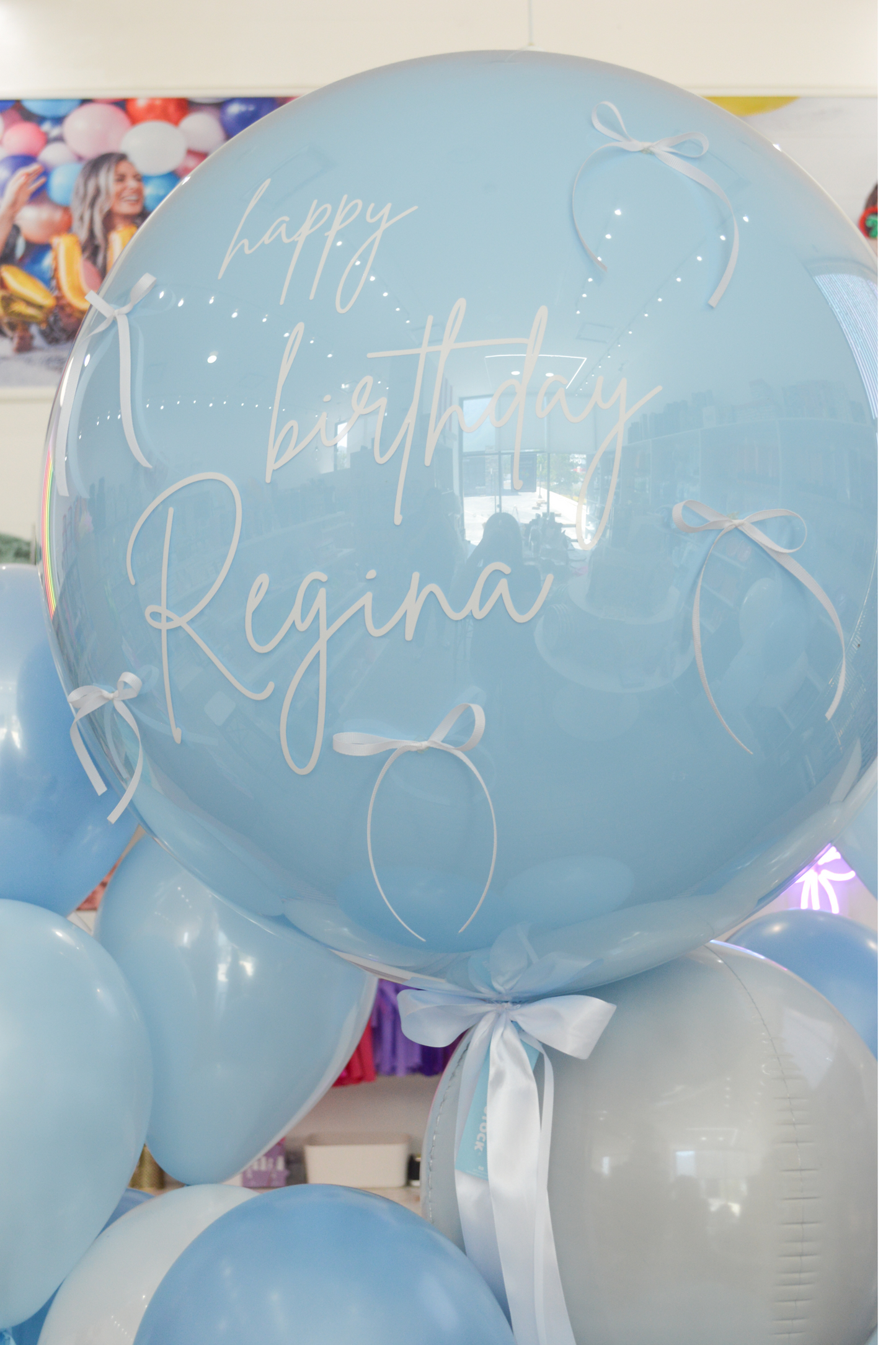 Ramillete de Globos en Celestes