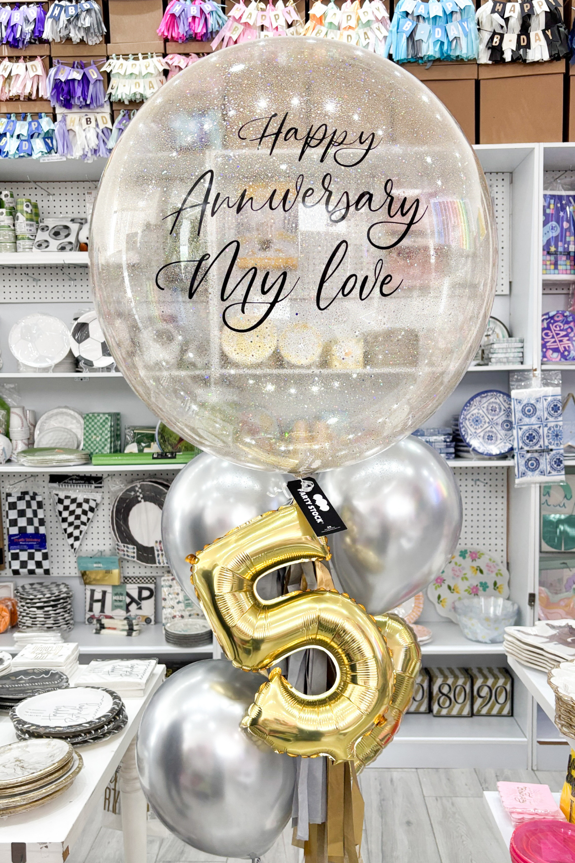 Globo Burbuja Bundle Aniversario Gold Silver