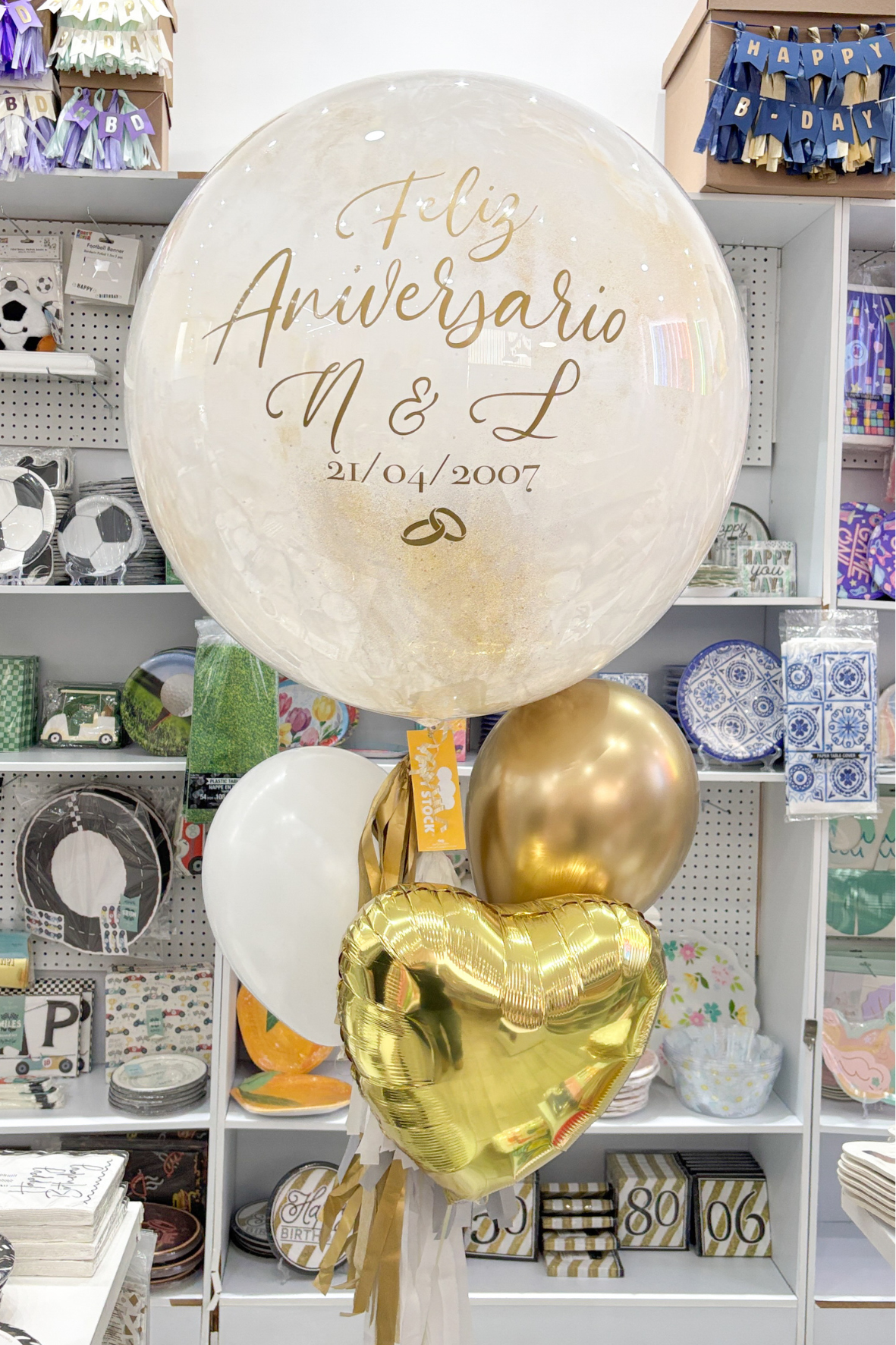 Globo Burbuja Bundle Gold Heart