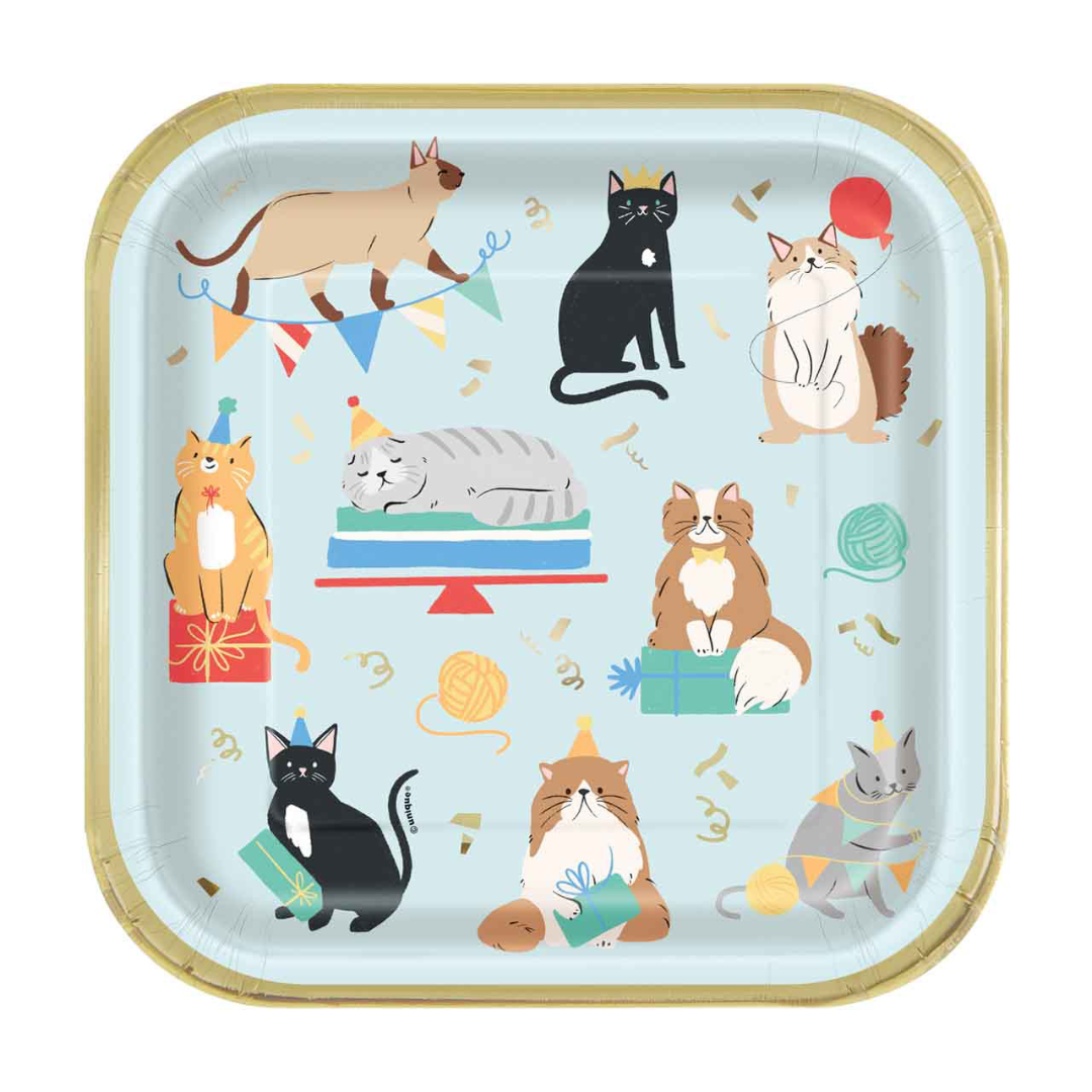 Paw Party Cat Plate 9"