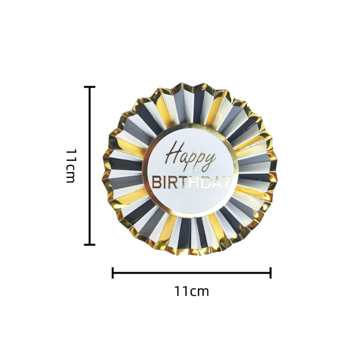 Pin Happy Birthday Negro Dorado