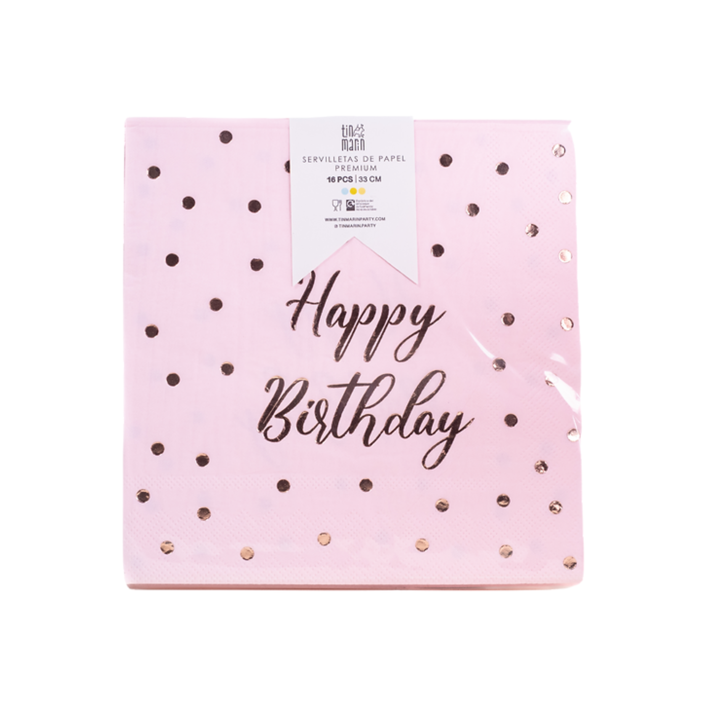 Servilletas Birthday Pink Metallic