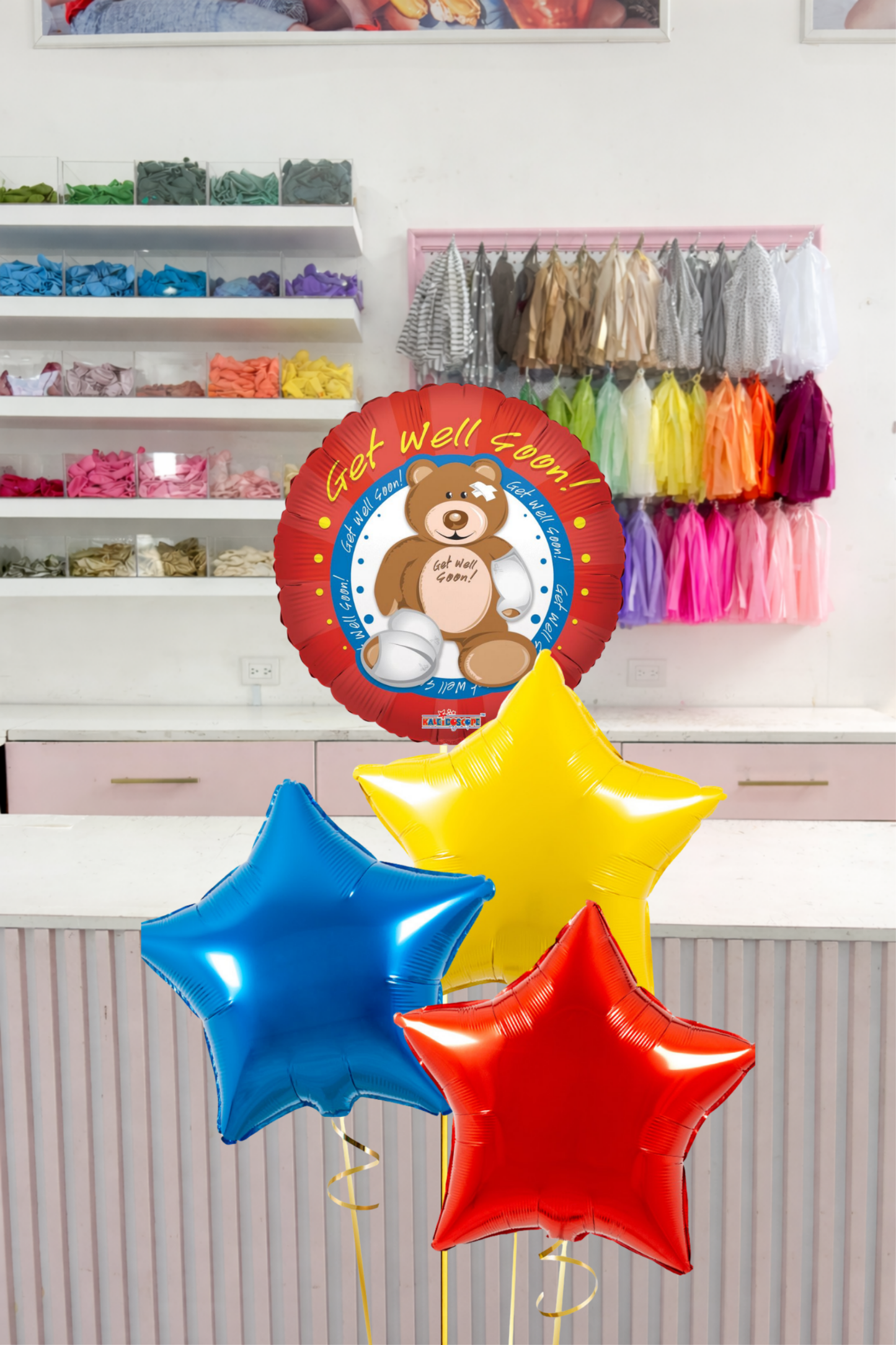 Star Bundle Balloons Get Well Soon Bear