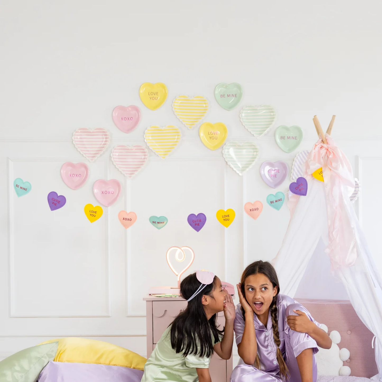 Striped Hearts Plates