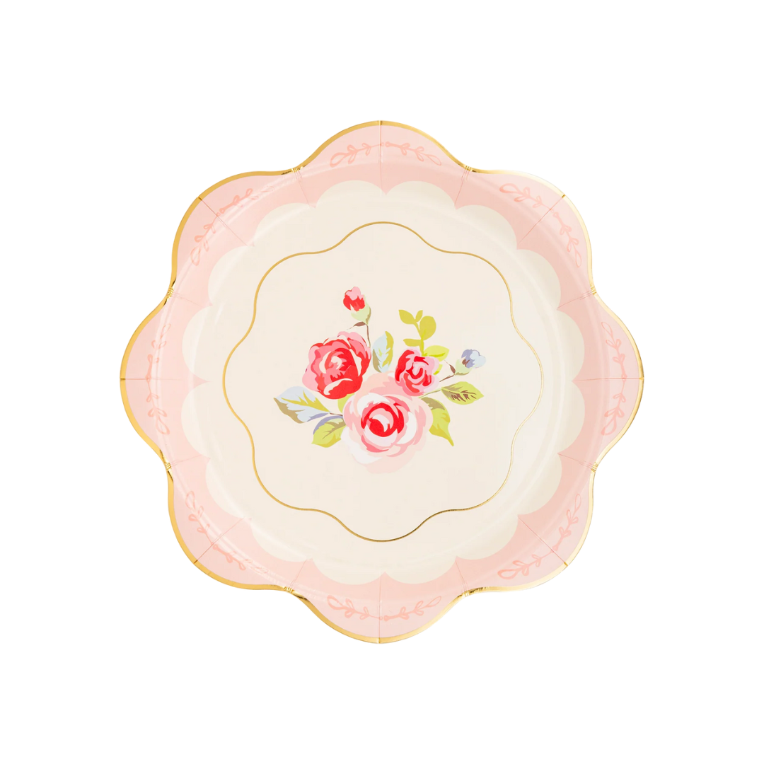 Tea Party Scalloped Round Paper Plate
