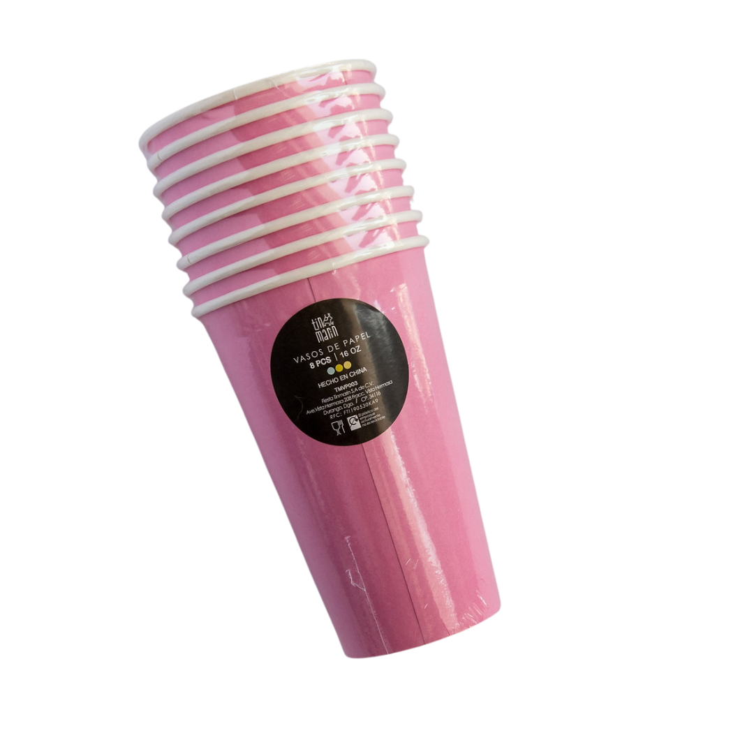 Vasos 16oz Rosa Pastel