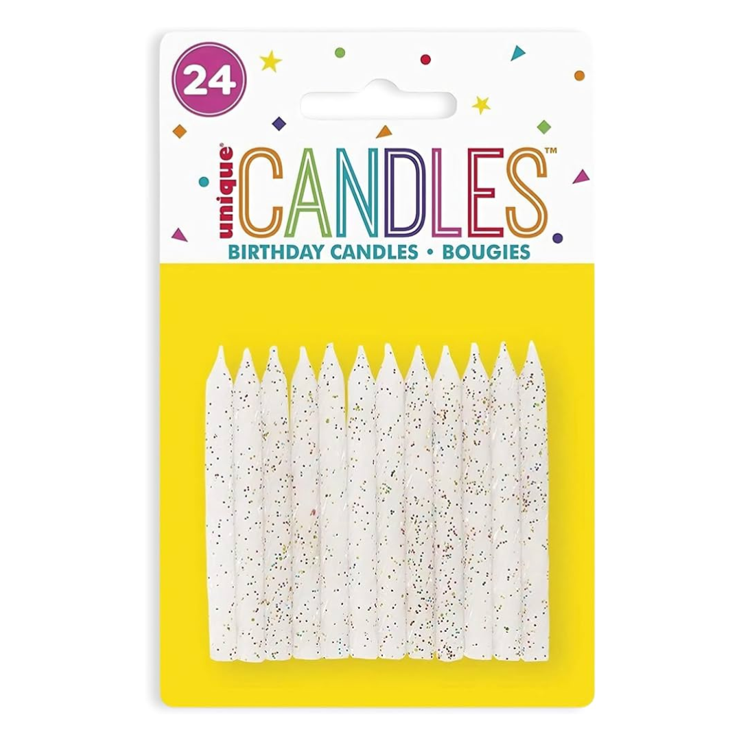Velas Espiral Blanco con glitter