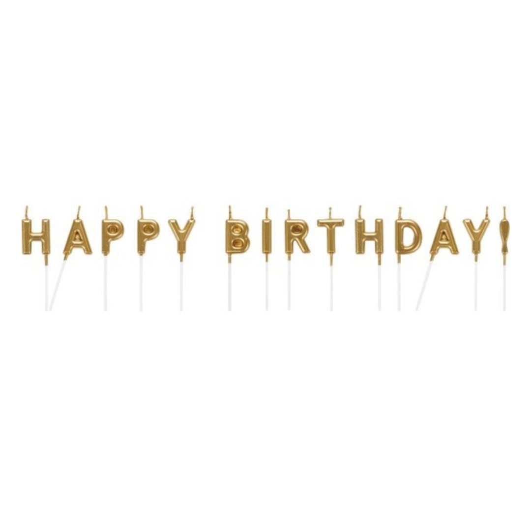 Velas Happy Birthday Oro