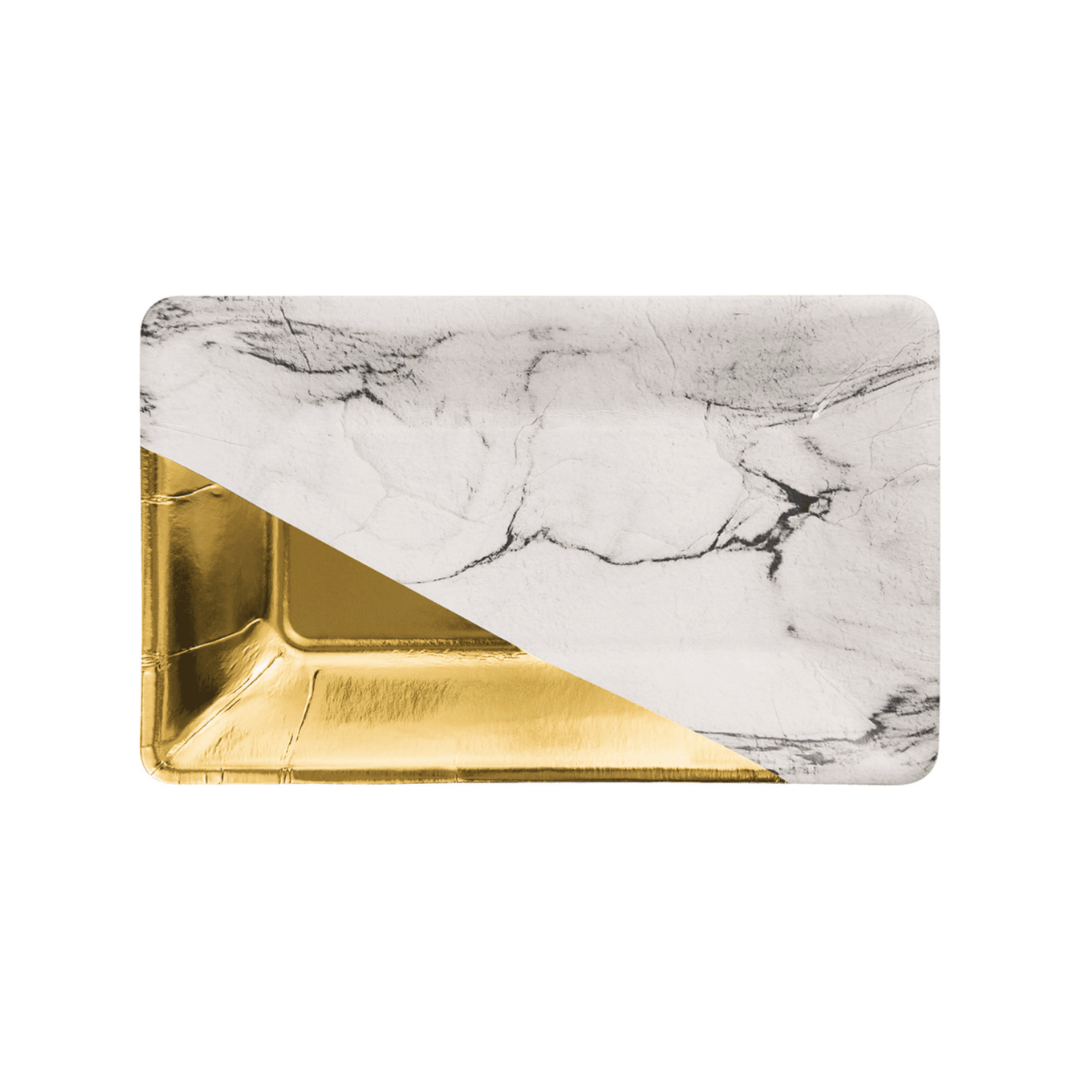 Rectangular Appetizer Plate Marble/Gold