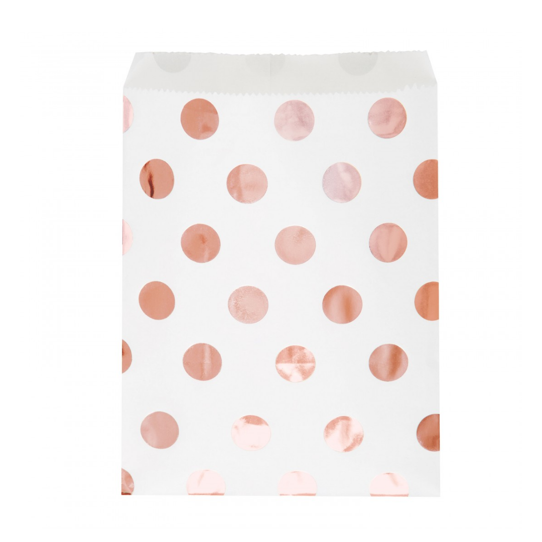 Bolsa de Papel Puntos Rose Gold (8 piezas)