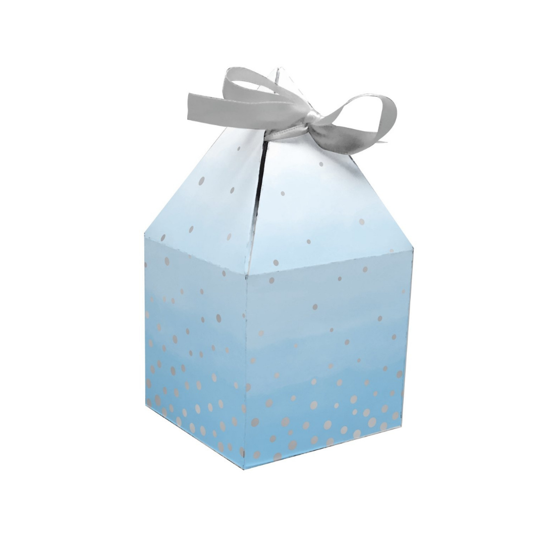Favor Box con listón Silver and Blue