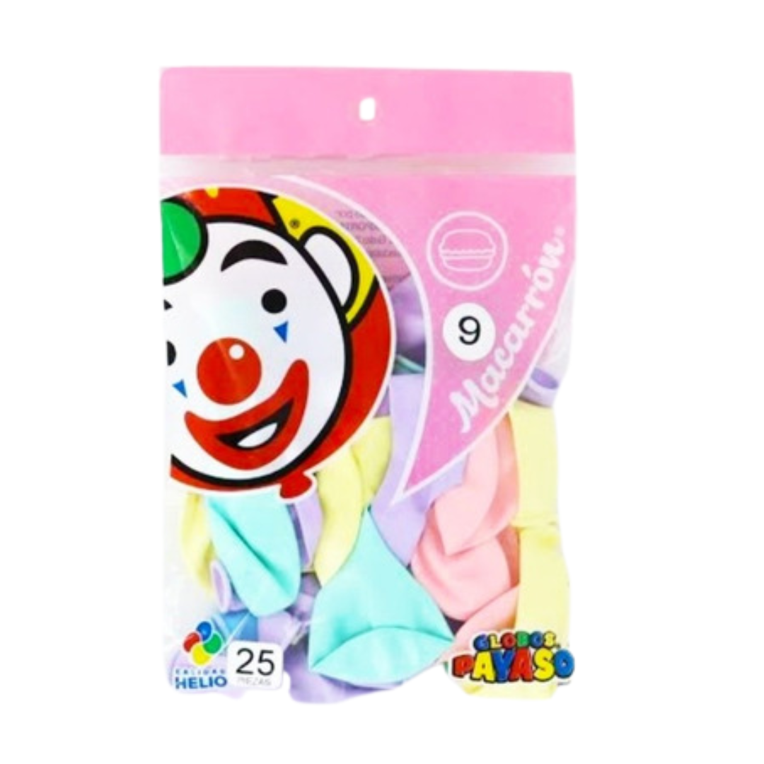 Globo Payaso Macarron Surtido 9 (25 pz)