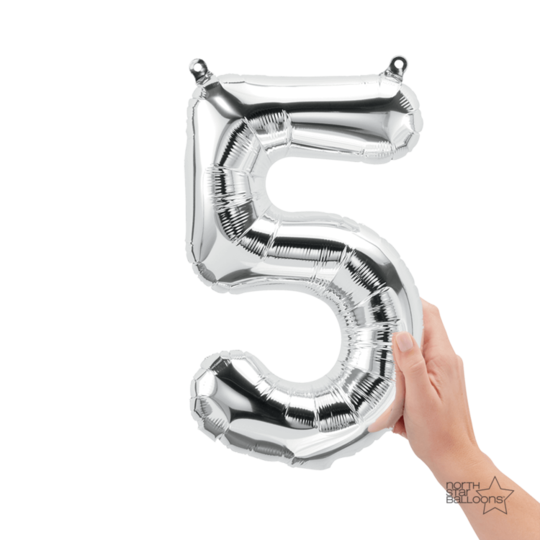Número 5 plata 14"