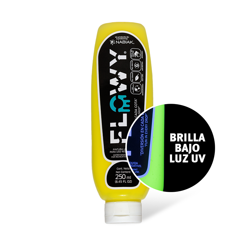 Pintura Flowy Amarillo Fluorescente botella 250 ml