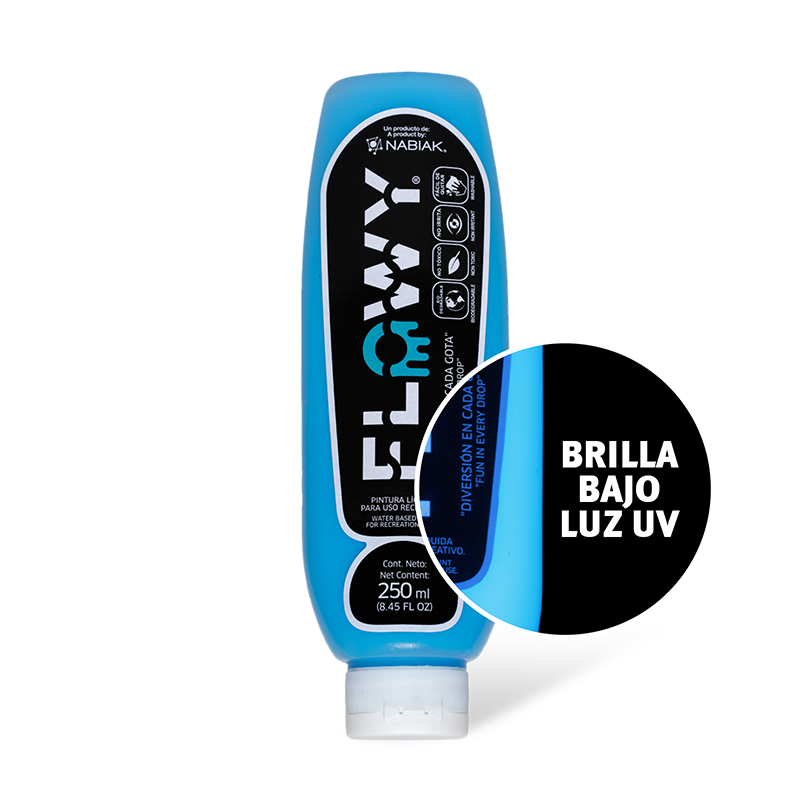 Pintura Flowy Azul Fluorescente botella 250 ml
