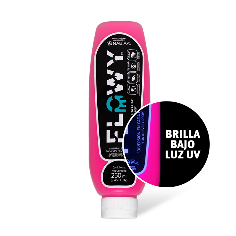 Pintura Flowy Rosa Fluorescente botella 250 ml