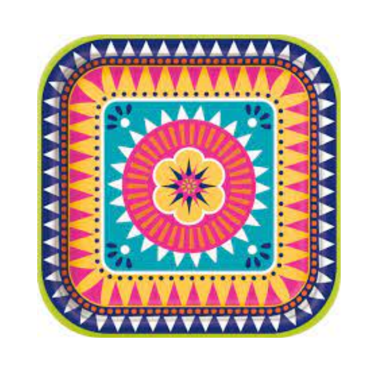 Plato Cuadrado 9" Boho Fiesta