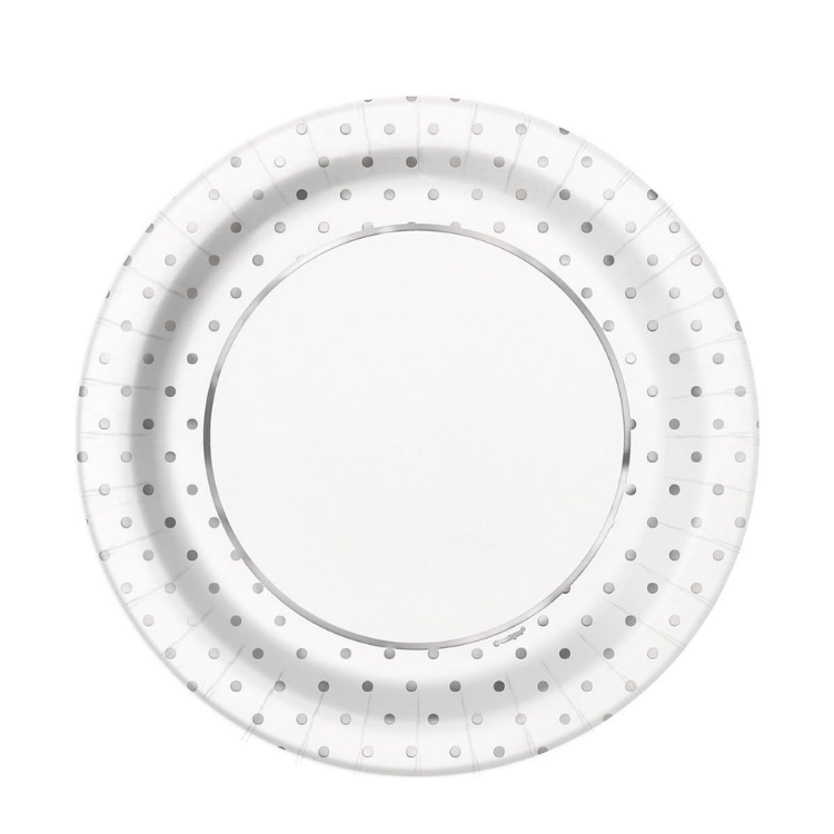 Plato Elegant Silver Dots 9"