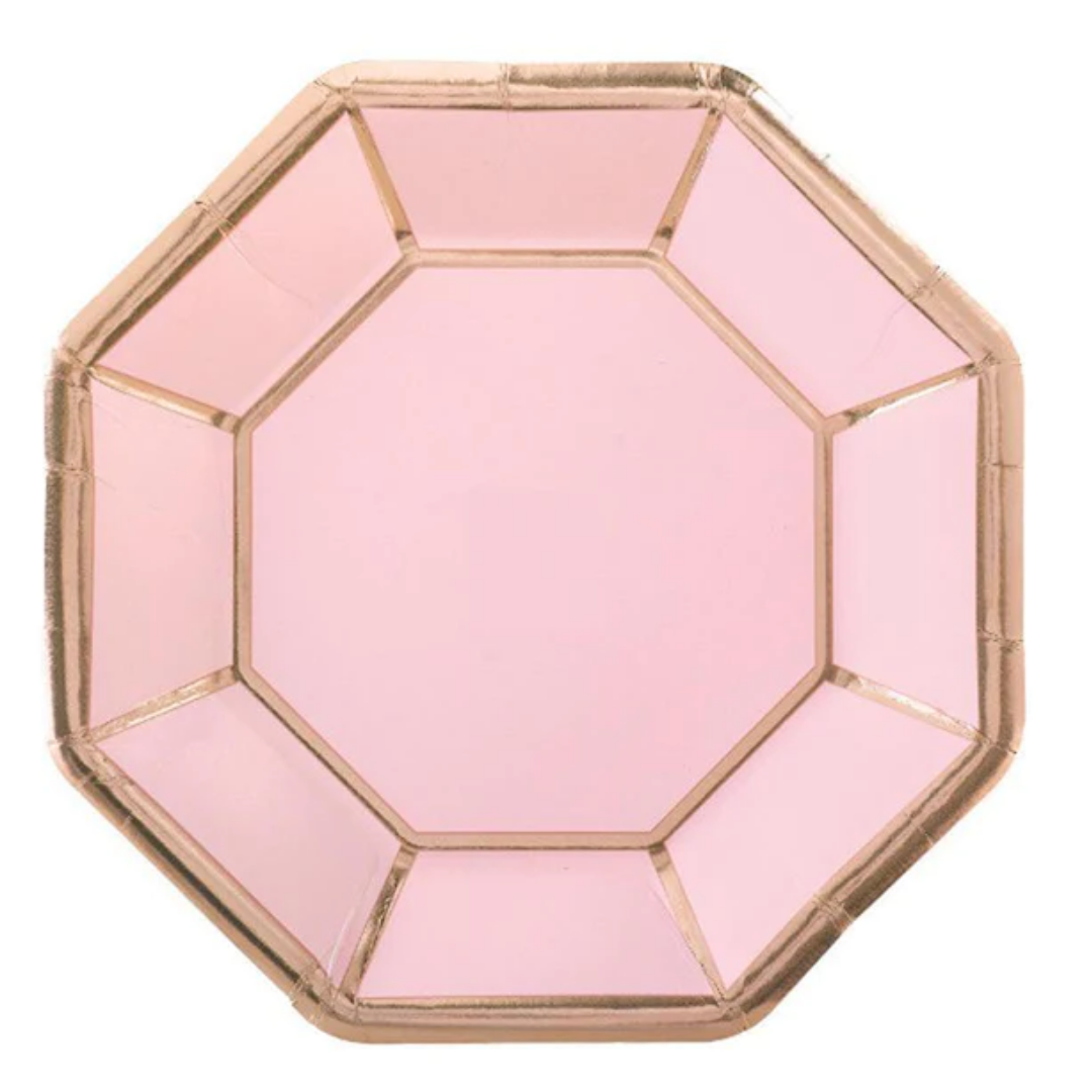 Plato Metálico octagonal Blush Wedding 10"