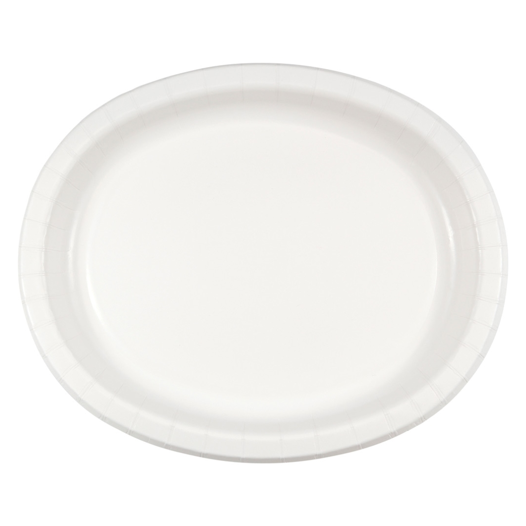 Plato Ovalado Blanco (8 pz) 10 x 12
