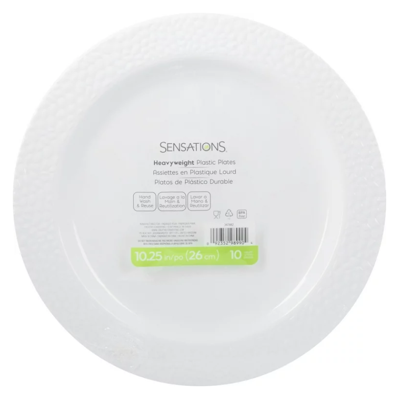 Plato Plástico White Pebble 10"