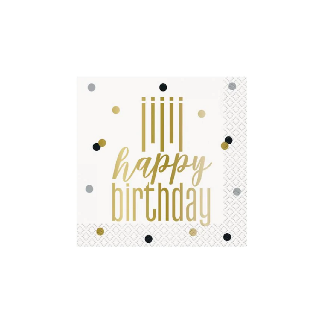 Servilleta Coktail Gold Birthday