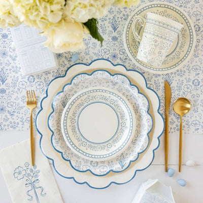 Pembroke with Blue Edge 12" Paper Plate