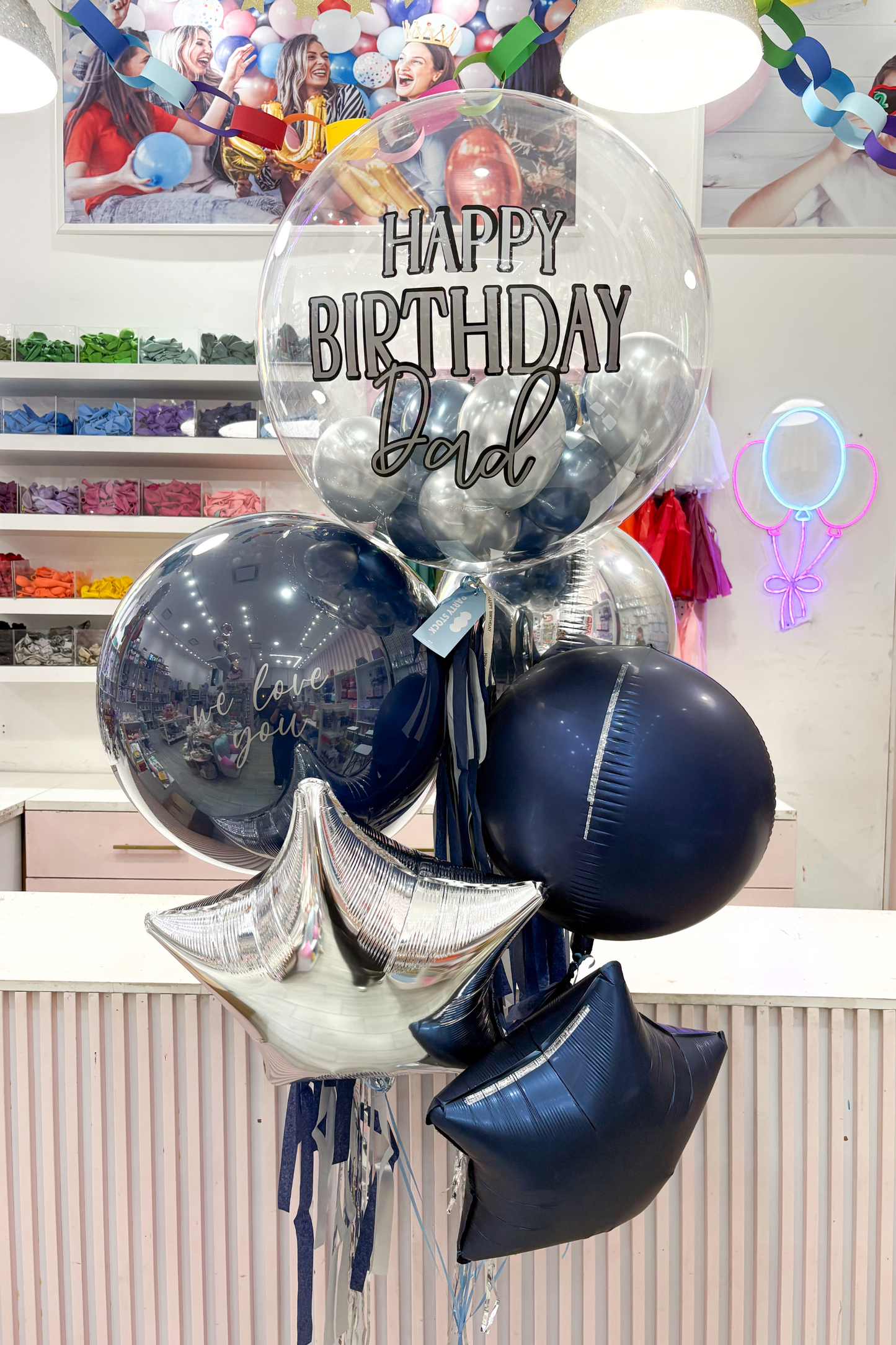 BUNDLE GLOBOS PLATA Y NAVY