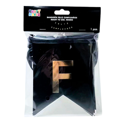 Banderin Feliz Cumpleaños Negro