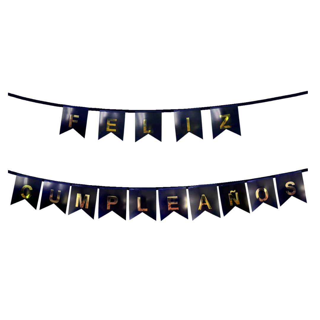 Banderin Feliz Cumpleaños Negro