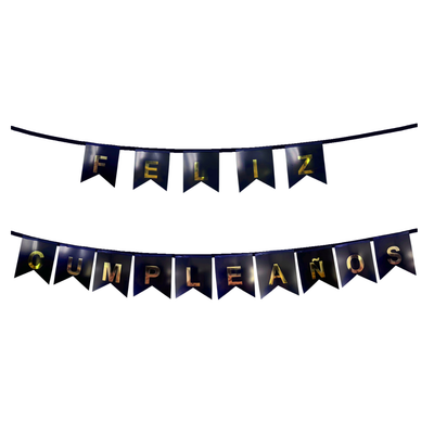 Banderin Feliz Cumpleaños Negro