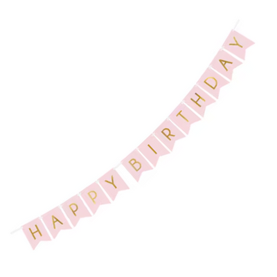 Banner Rosa Pastel Happy Birthday