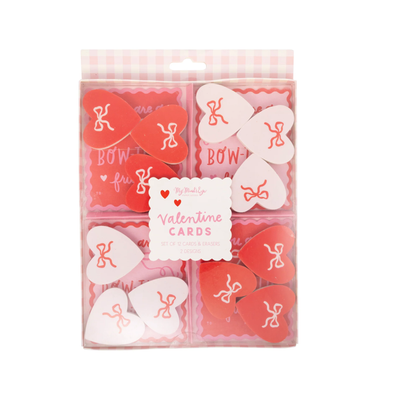 Bows Valentine's Cards and Eraser Set