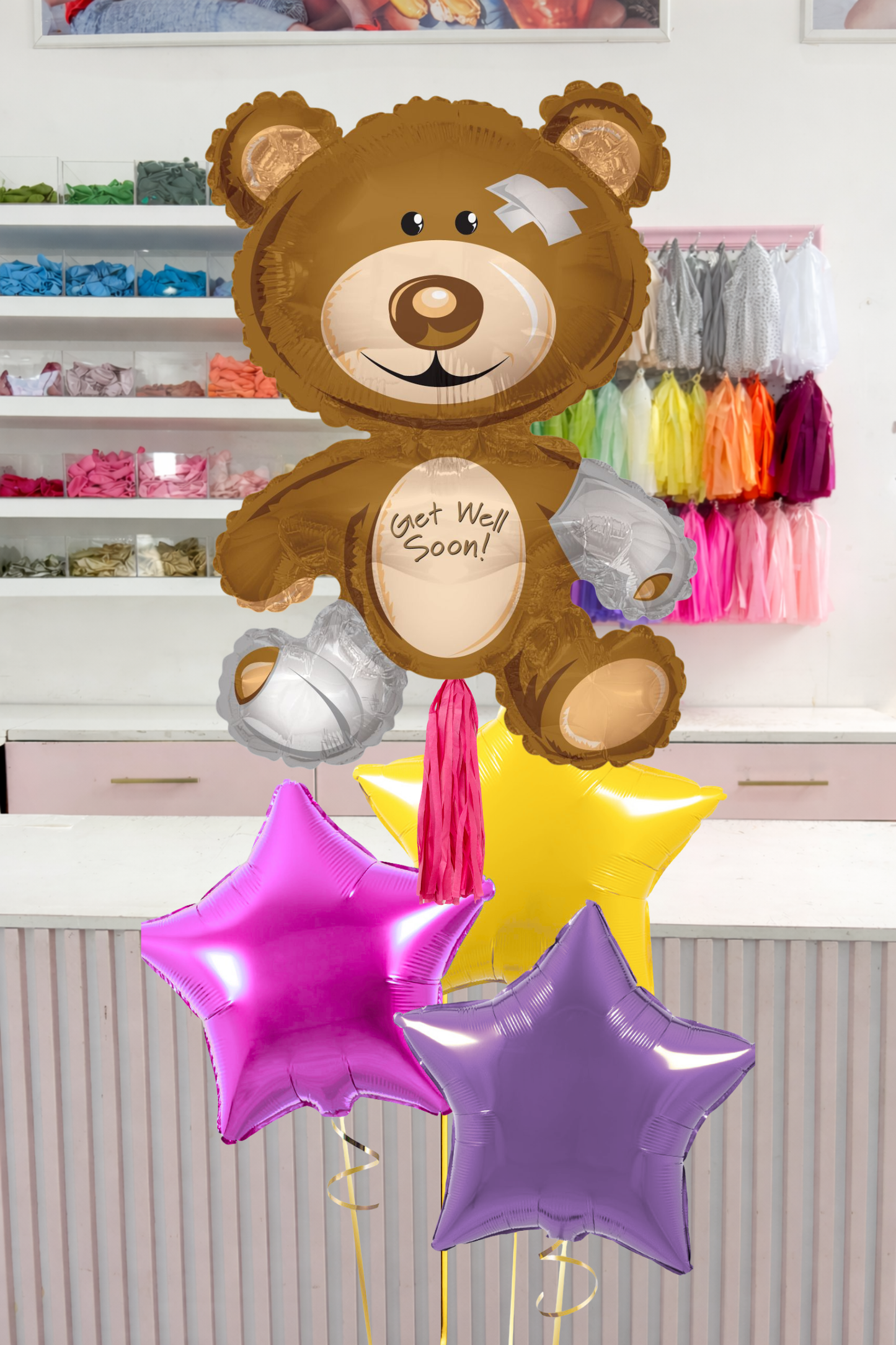 Bundle de Globos Get Well Osito Niña