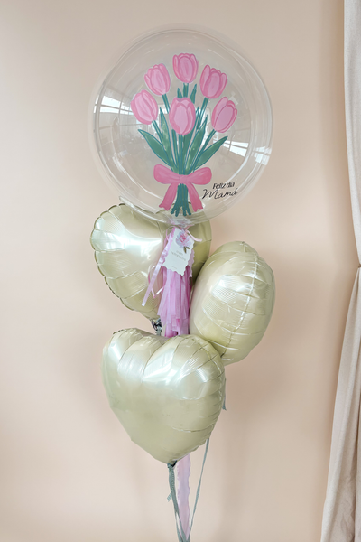 Burbuja Flores para Mamá + Corazones
