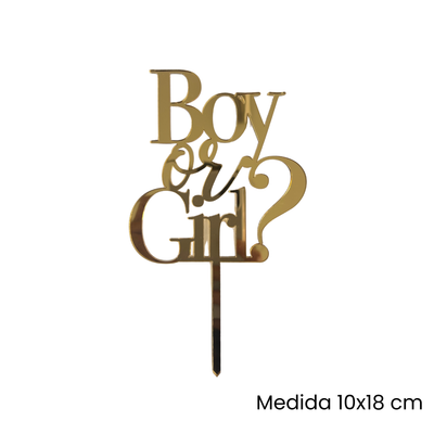 Cake Topper Boy or Girl Dorado