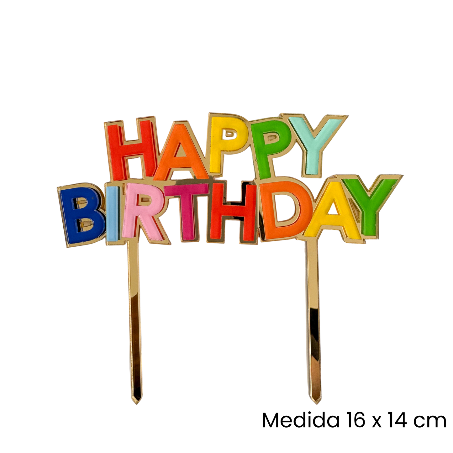 Cake Topper Happy Birthday Multicolor