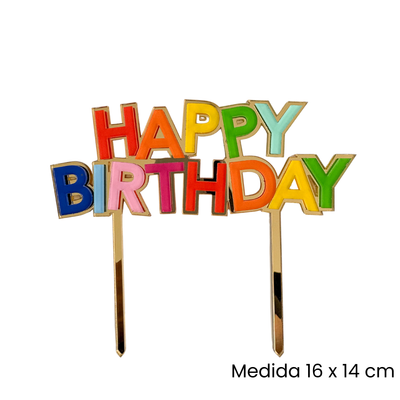 Cake Topper Happy Birthday Multicolor