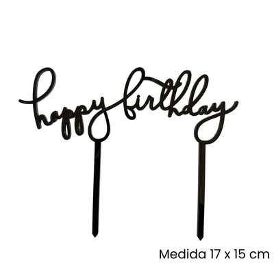 Cake Topper Happy Birthday Script Negro