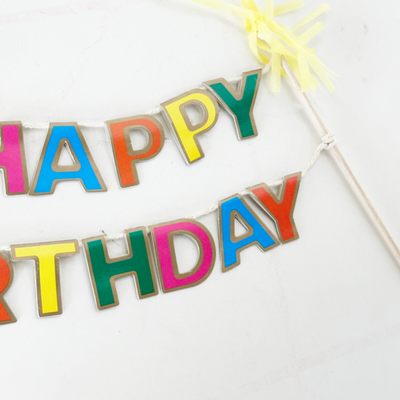 Cake Topper Pastel Happy Birthday