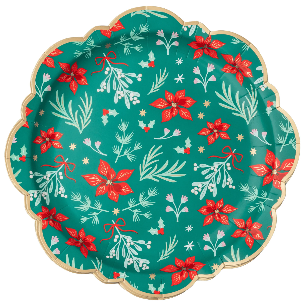 Christmas Floral Green Classic Dinner Plates